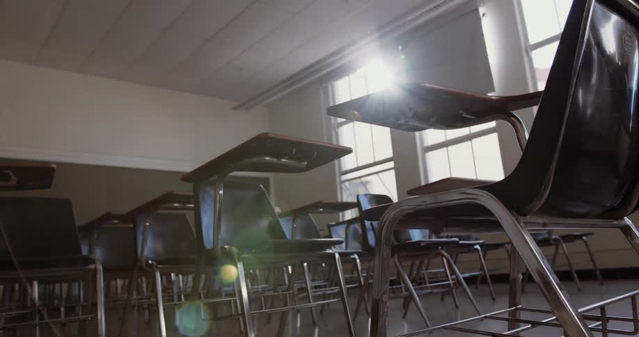 An empty classroom during the day