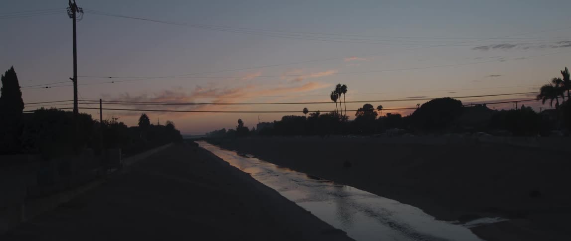 The canal has water running through the middle