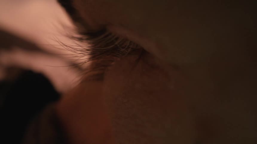 A very tight shot of a persons eye
