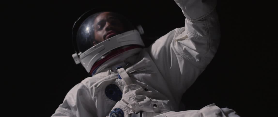 An astronaut floating in space