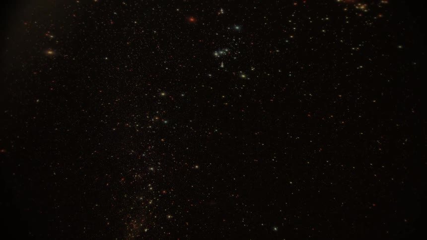 Many stars shine in the darkness of space