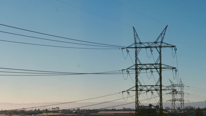 Transmission towers with cables connected