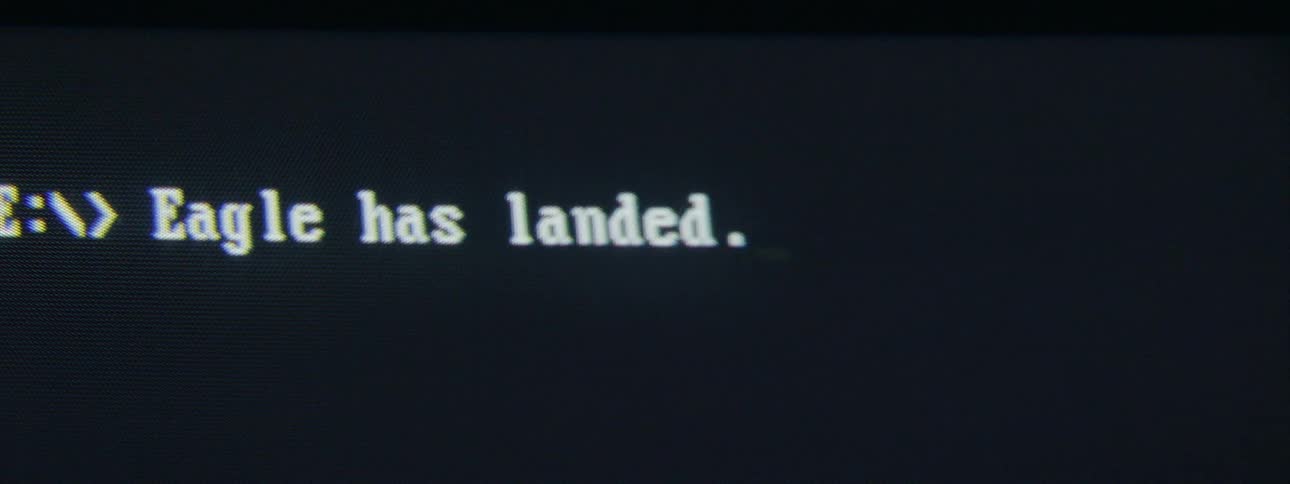Line of text being written in a dos operating system prompt on a vintage computer screen