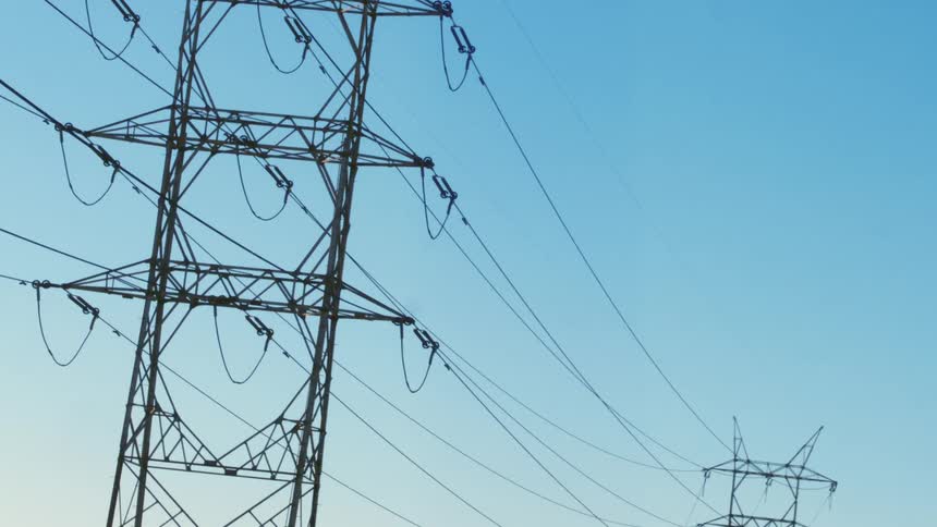 Power lines are displayed in a rural area