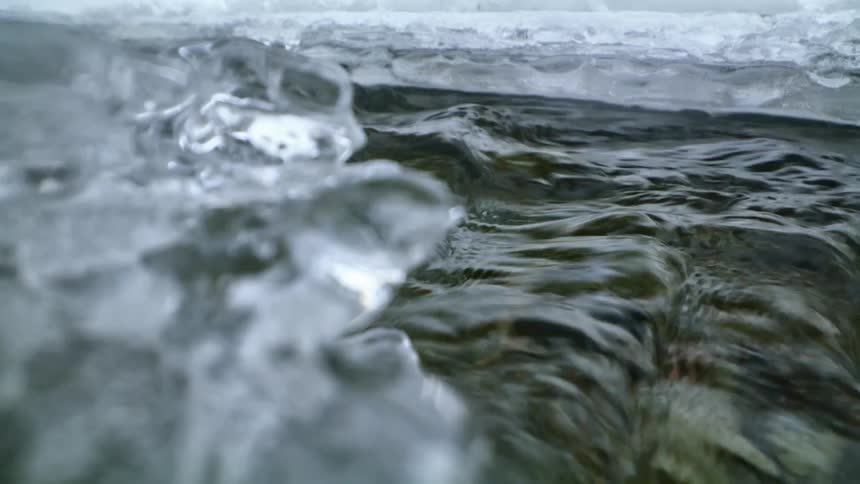 Water is flowing in an arctic area