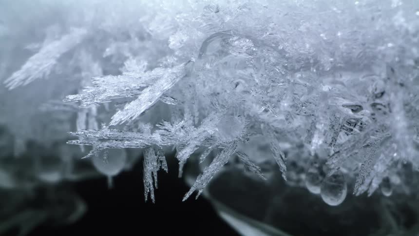 The water is frozen and crystalized