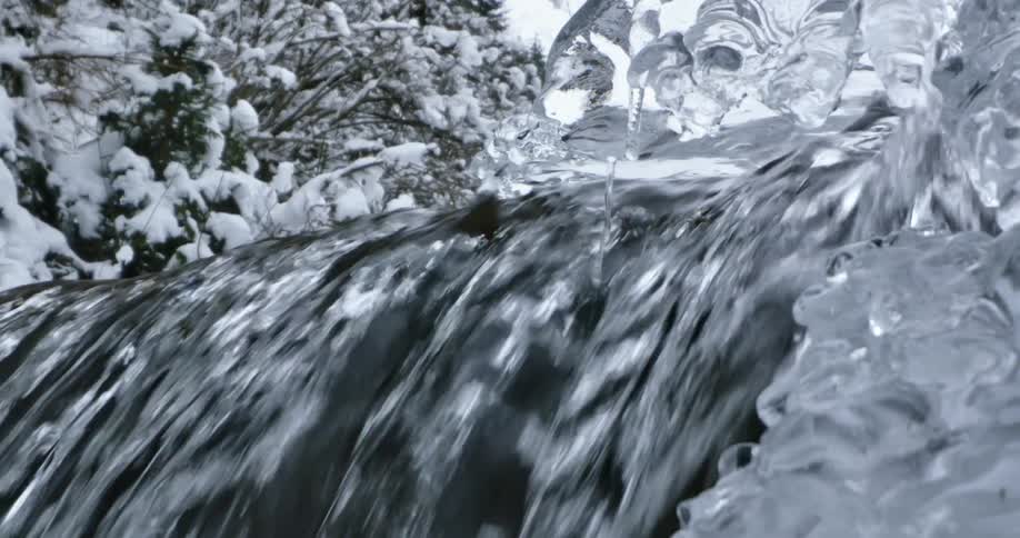 Water is melting outdoors in an arctic area