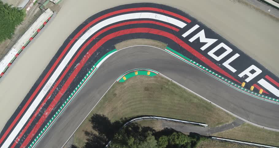 An aerial view of a race track