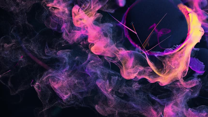 Patterns on a screen move in a circle and fan out in random smoky swirls