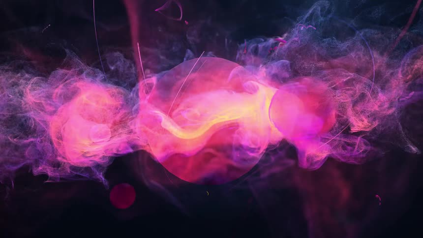 The digital art has lasers moving around