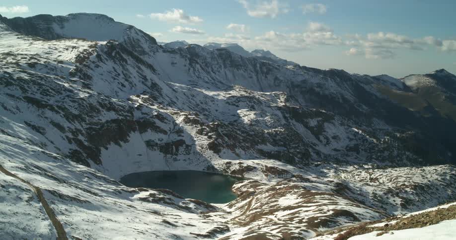 Aerial view of mountains are displayed