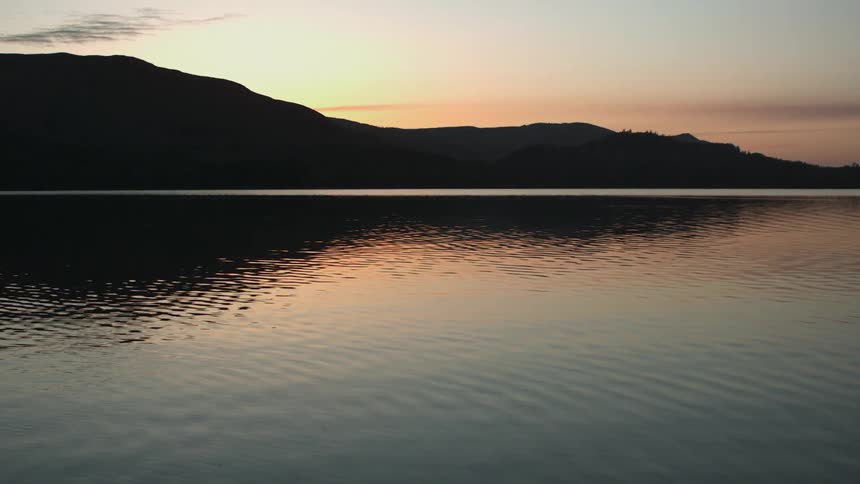 Shot of a lake at sunset