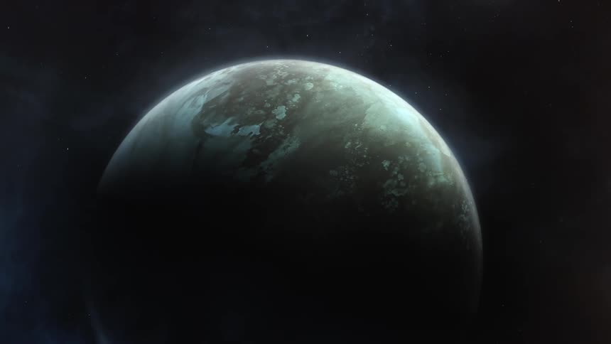 A rendering of a planet rotating