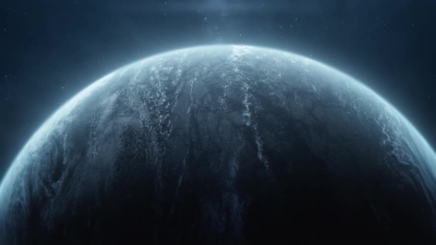 A rendering of a planet floating in space