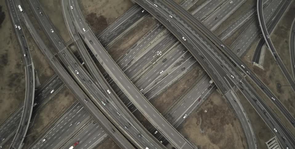 An overhead view of an interstate system