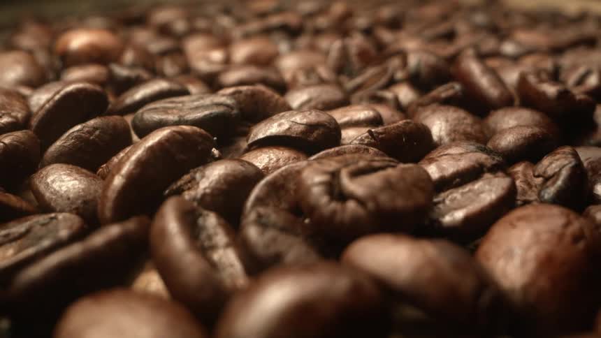 Coffee beans are on display
