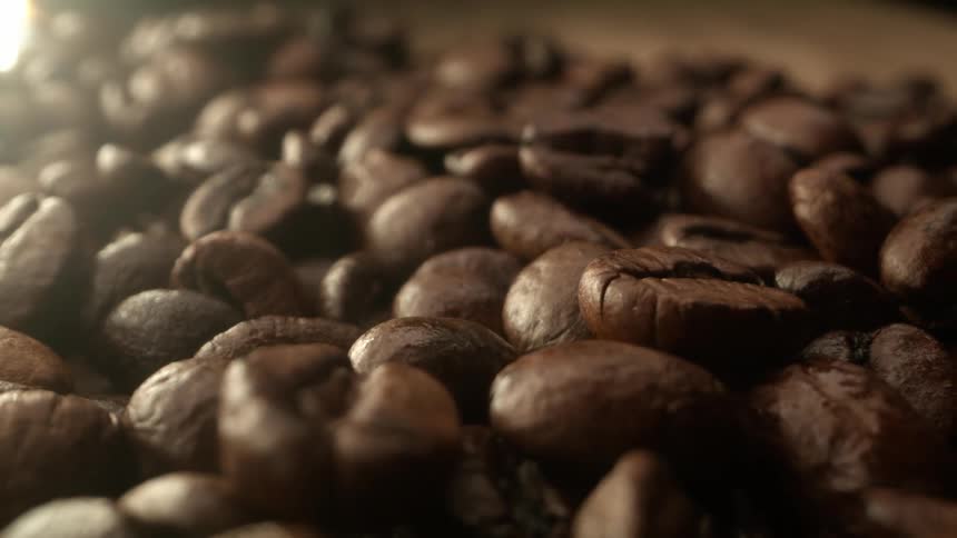 Coffee beans on a counter in a studio for a photo shoot