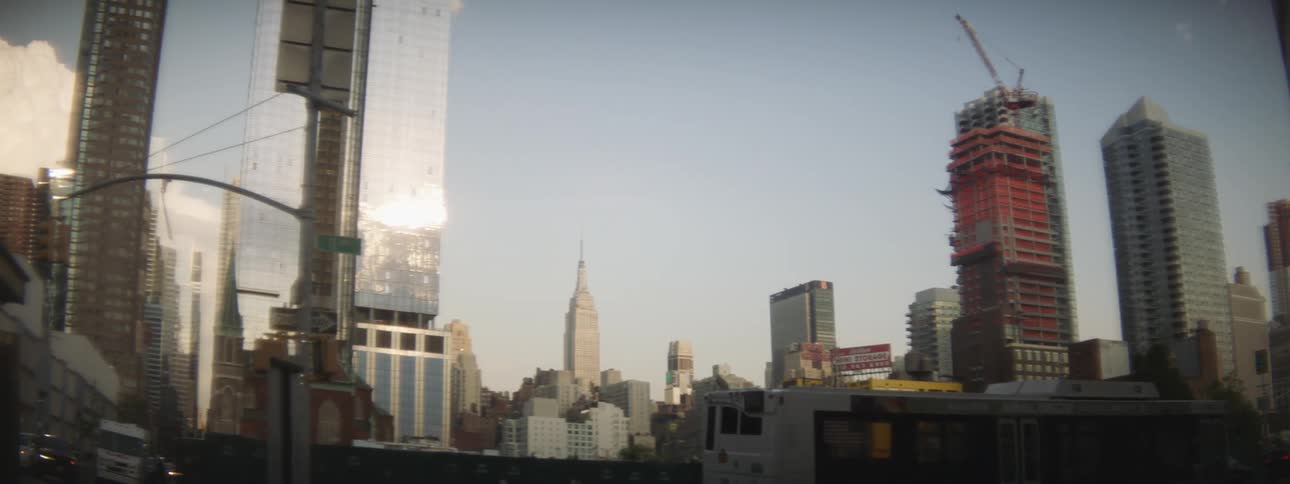 A view of a downtown city area with construction