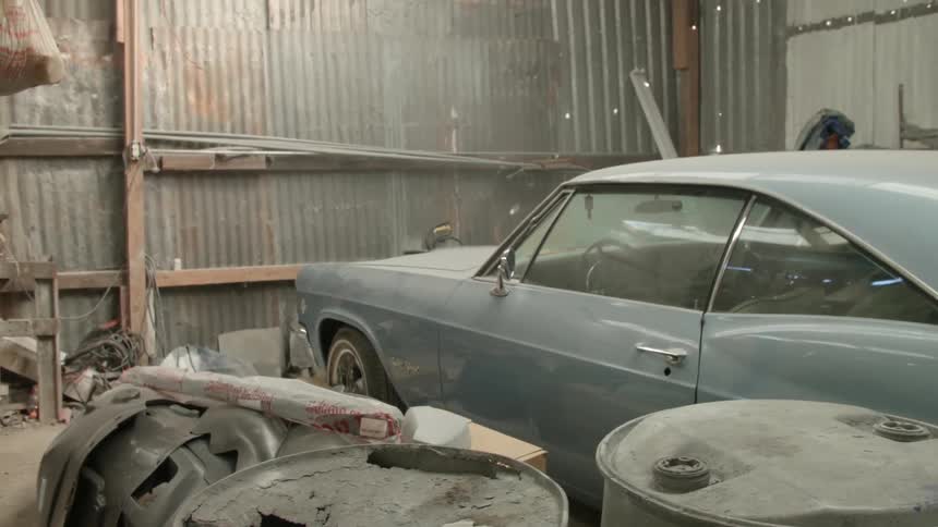 View of a car in a garage