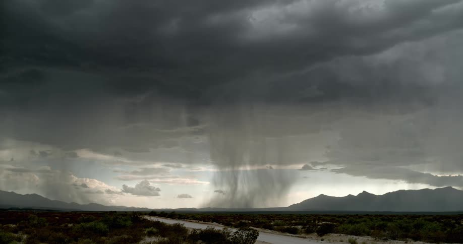 Lightning flashing during a rainstorm in nature