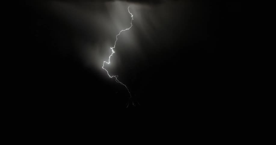 A view of lightning flashing at night