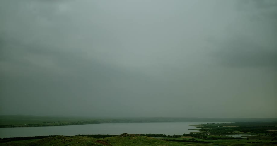 A thunderstorm is forming in the horizon