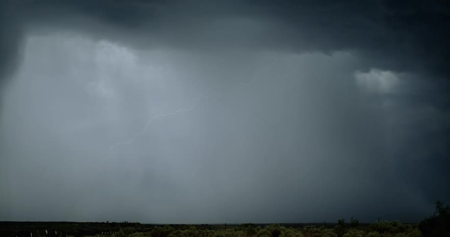A slow motion view of lightning striking