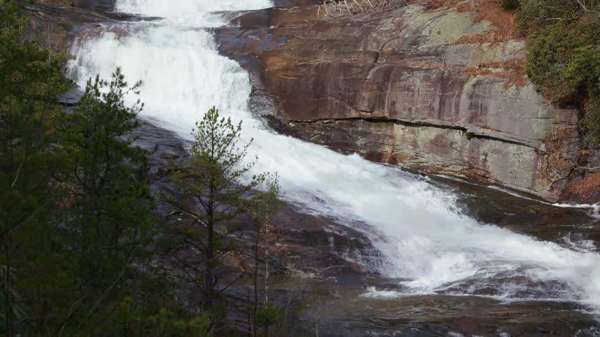 Canyon river waterfalls flowing down