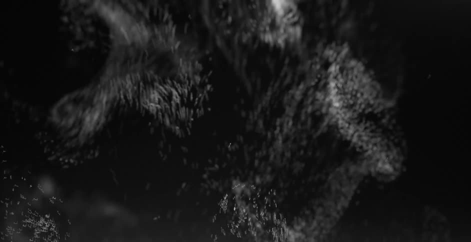White dust particles jumping from a vibrating surface suspended in the air