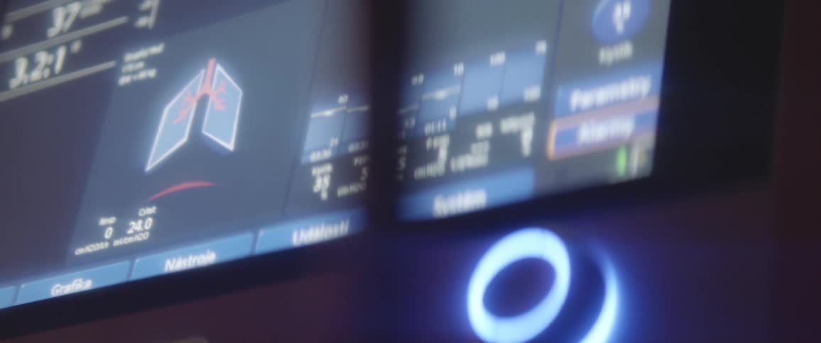 Close up of the display screen of monitoring medical equipment
