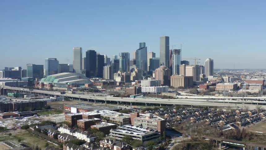 A view of a city from the sky