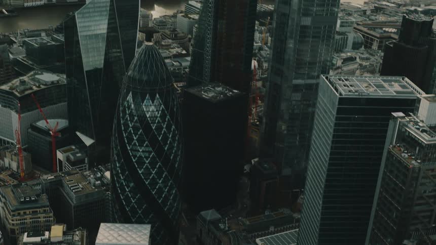 Aerial view of the City of London skyscrapers