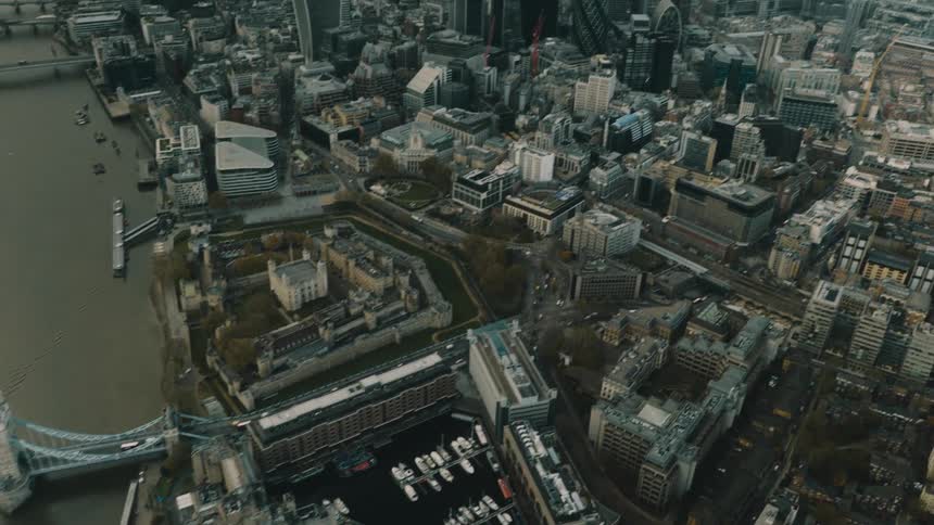Aerial view of the city of london and the thames river