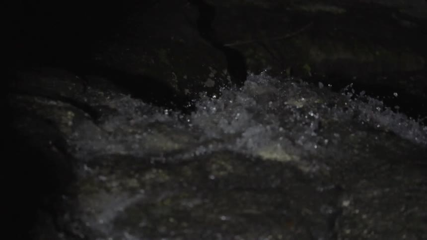 Water flowing over a rocky area
