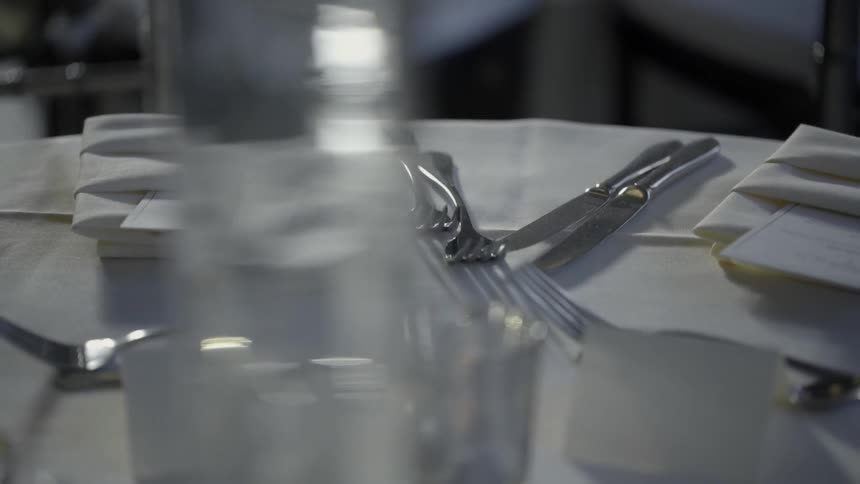 A table is set with silverware