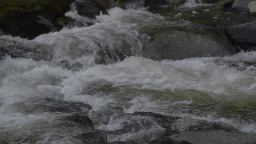 A rapid has water pouring over rocks