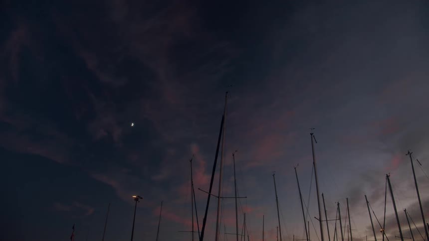 All the sails on the boats are down