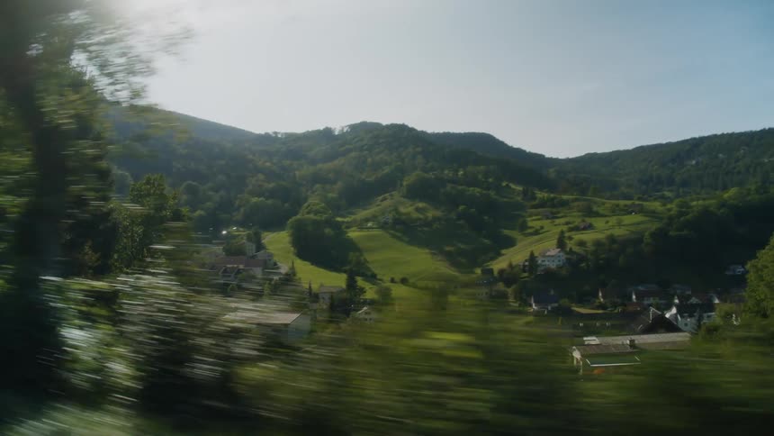 The small town is at the foot of the mountain range
