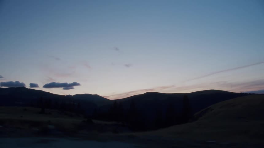 Silhouette of a mountain range at evening