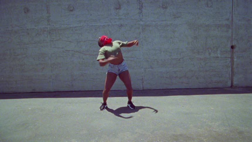 A woman dancing outside