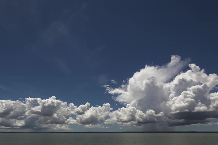 Time lapse of clouds moving over the ocean