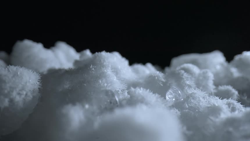 Snow ice and water freezing with a black background