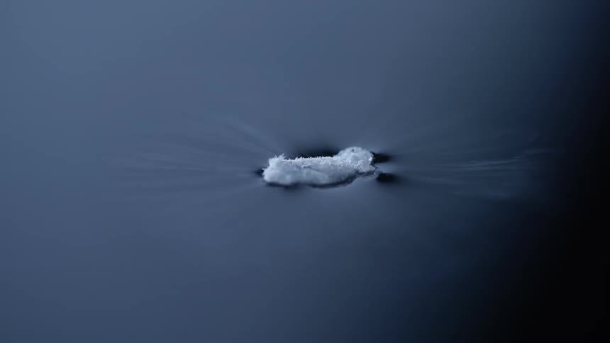 A piece of ice melting in water