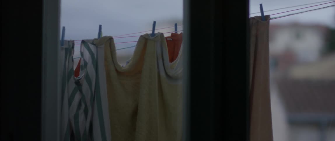Clothes are drying on a clothesline