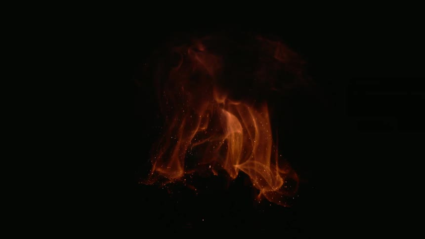 Flame flows from tube into clear sphere contrasting with surrounding blackness