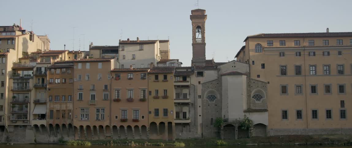 Buildings in a riverside town