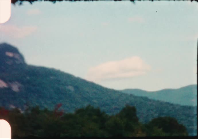 Trees cover the slope and top of a mountain