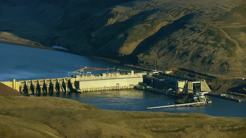 Lower Monumental Dam on the Lower Snake River in the Palouse country of eastern Washington at the heart of fish and salmon migration challenges