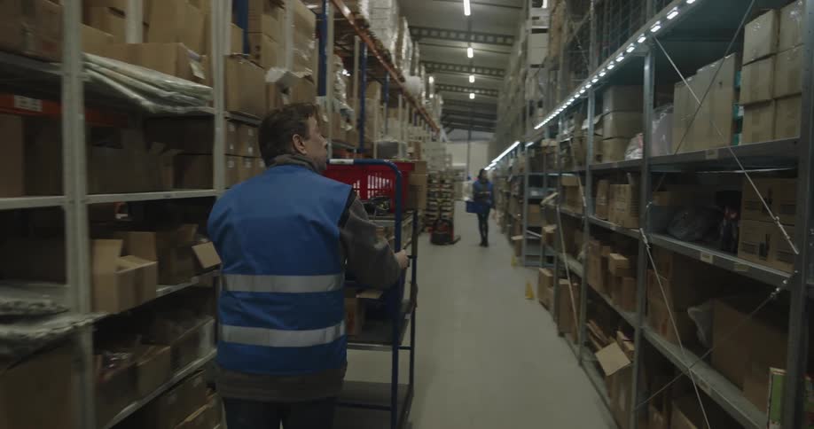 Warehouse worker looking about warehouse