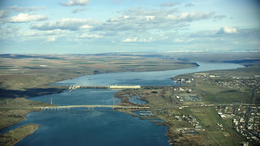 McNary Lock and Dam in Eastern Washington on the Lower Columbia River in the Army Corps of Engineers Hydro Electric Complex